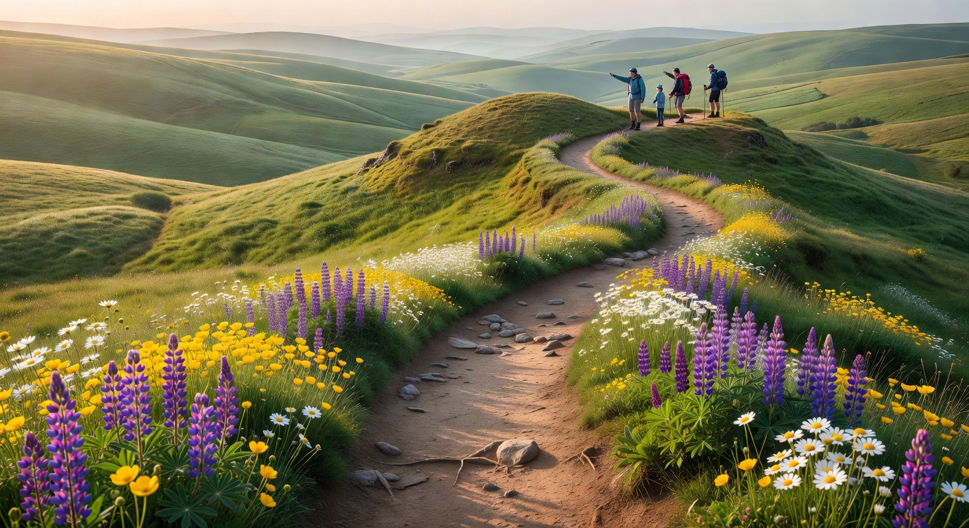 Scenic hiking path through countryside