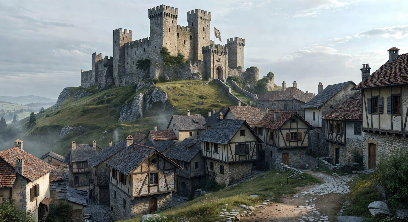 Medieval castle town in Europe