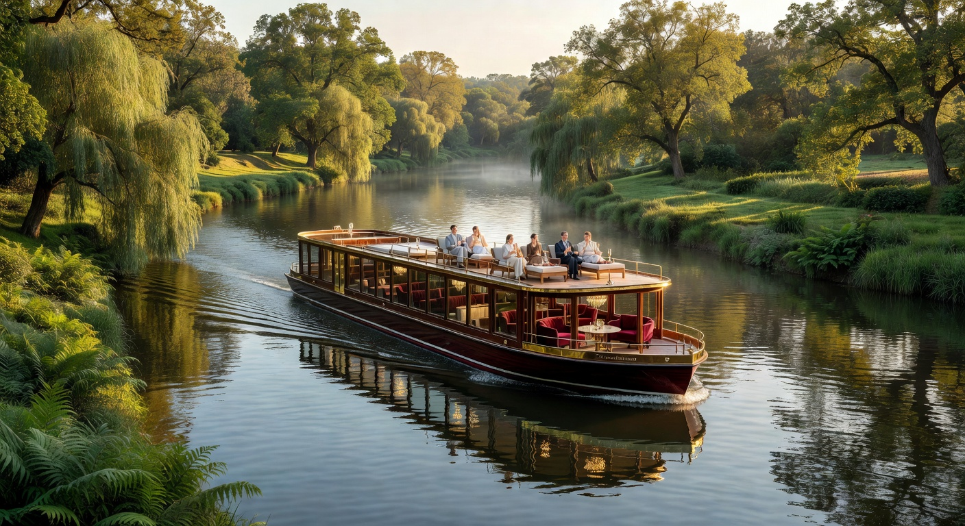 Scenic river cruise boat journey