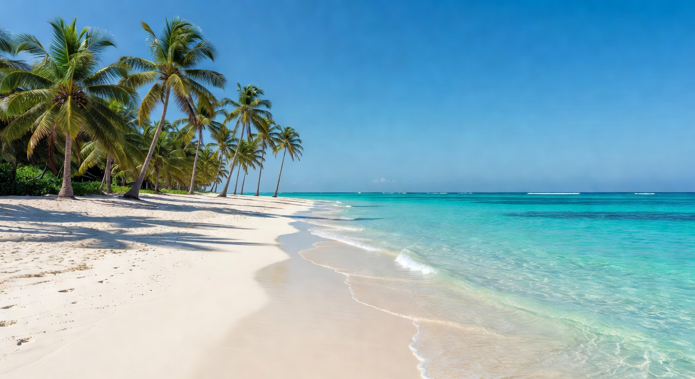 Pristine tropical beach with clear turquoise water